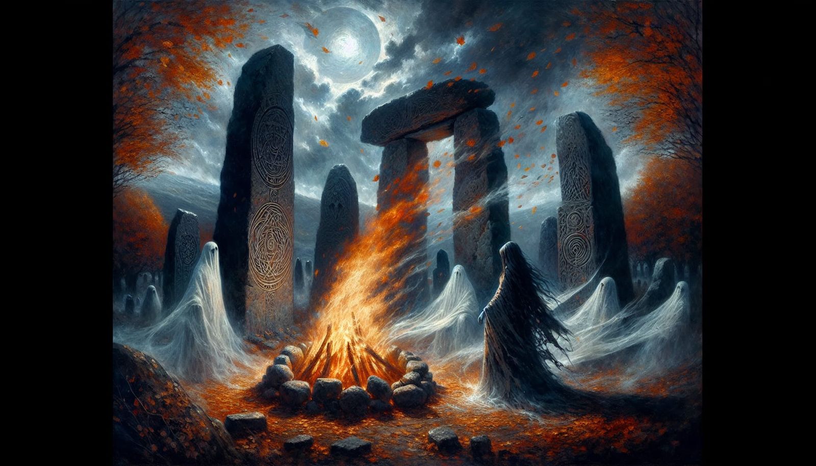 Celtic Priestess and Spirits on Samhain in Post-Impressionis...