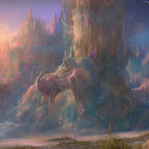 Fantastical Furry Character in Detailed Matte Painting