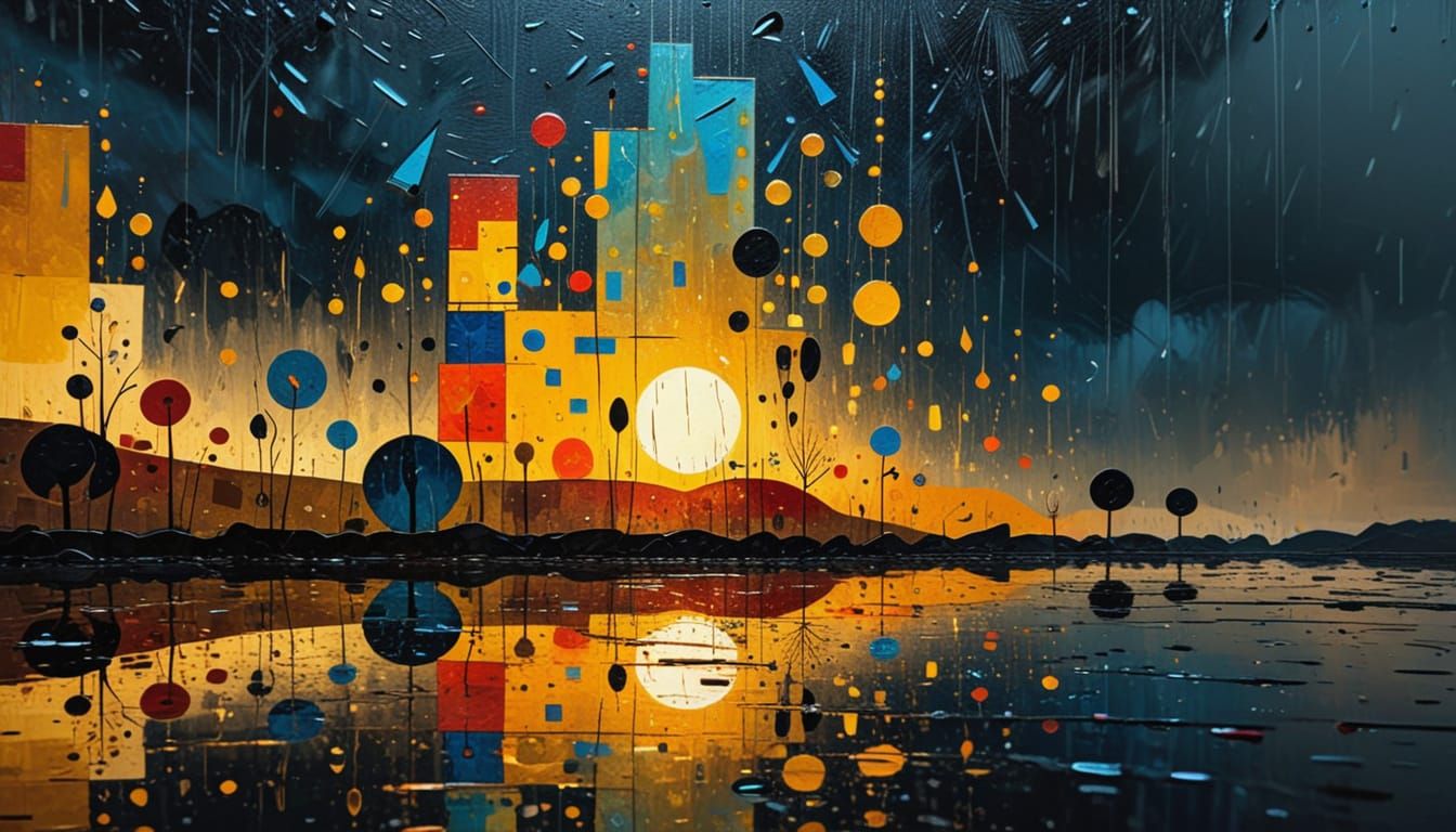 Vibrant Abstract Scene with Golden Light