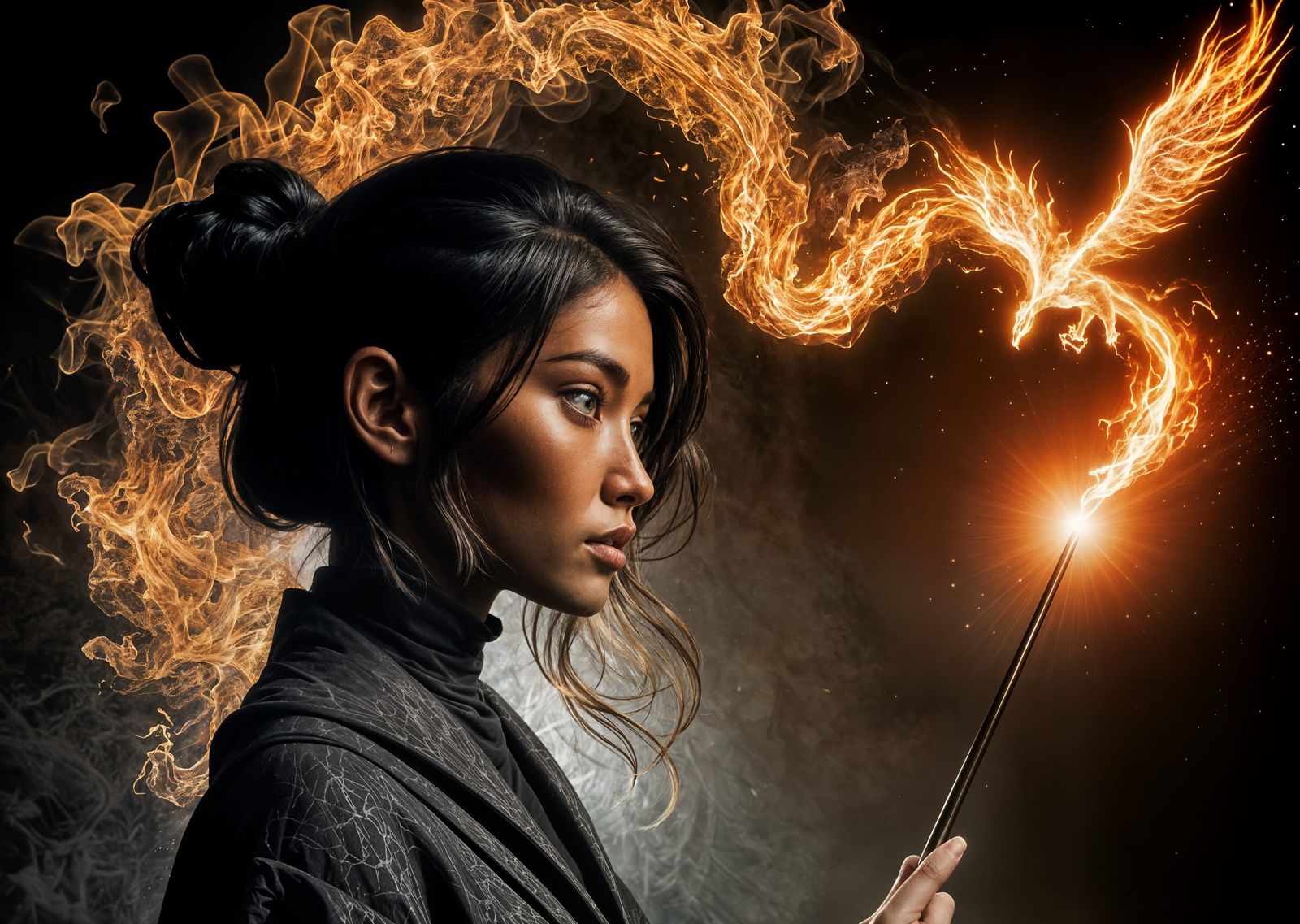 Sorceress Summons Towering Fire Elemental