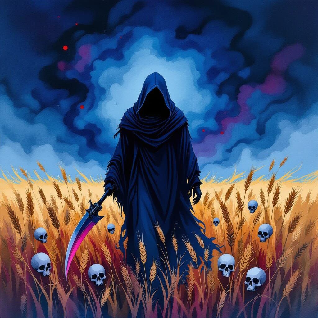 Death Personified in Alcohol Ink Style