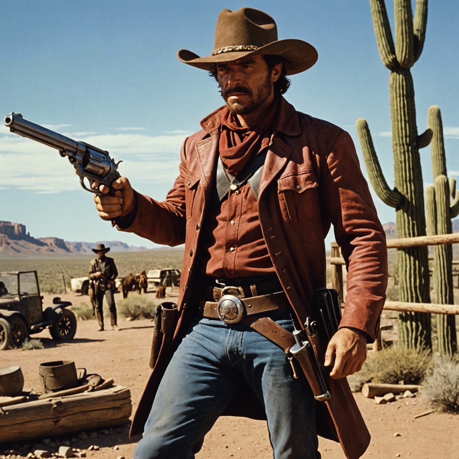 Post-Apocalyptic Western Standoff with Revolver