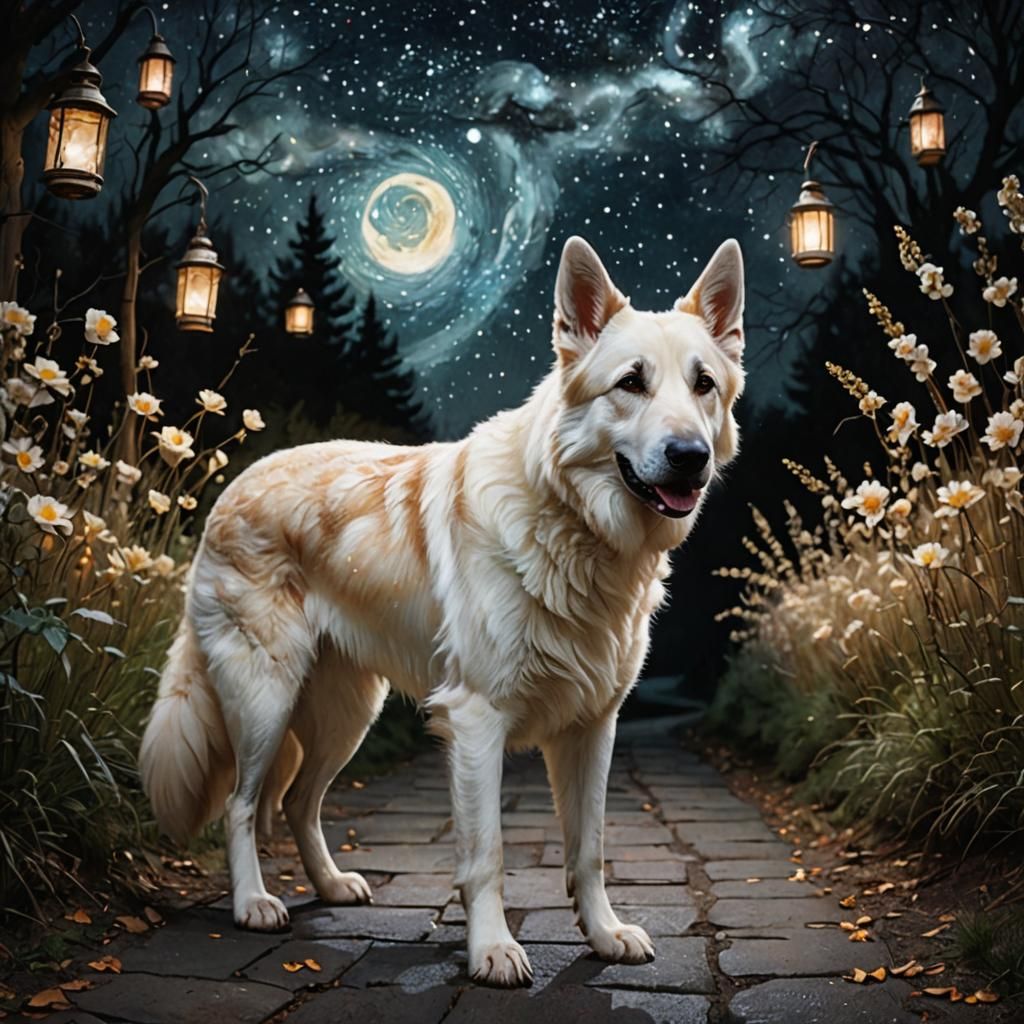 Lantern Light Guides Shepherd Through Starry Night