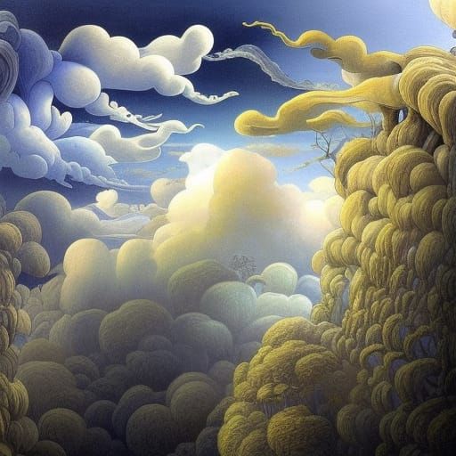 Surreal Clouds and Trees in Detailed Matte Painting