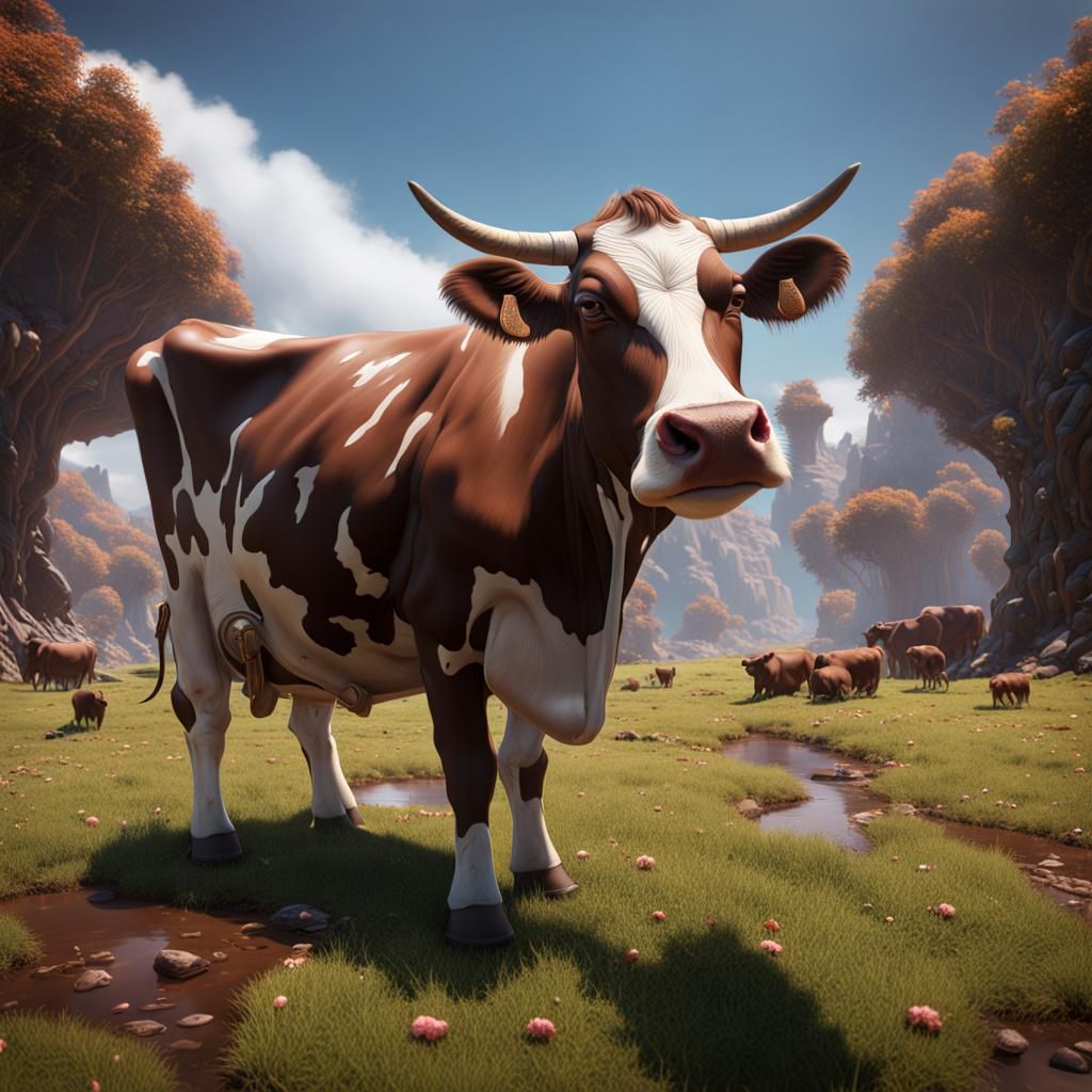 Chocolate Milk Cow: Fantastical Digital Art