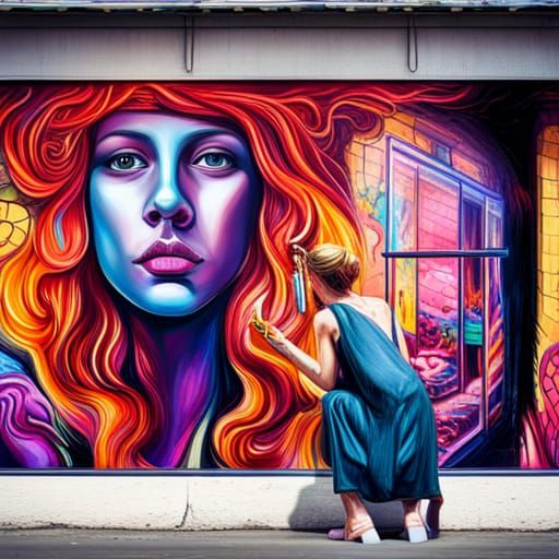 Woman in Crystal Shop: Graffiti Splash Art