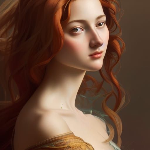 Botticelli-Inspired Portrait of a Young Woman in 8K