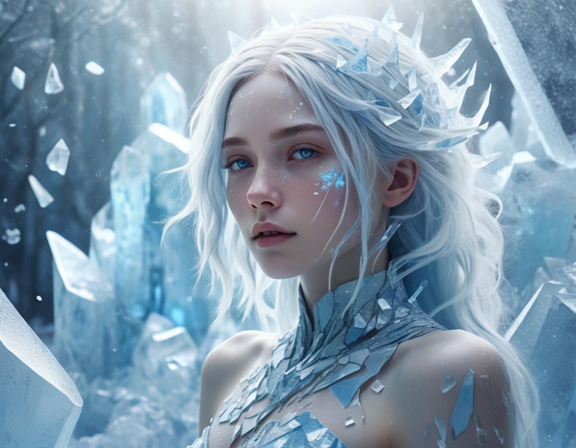Ethereal Spacecore Woman in Celestial Ice Shards