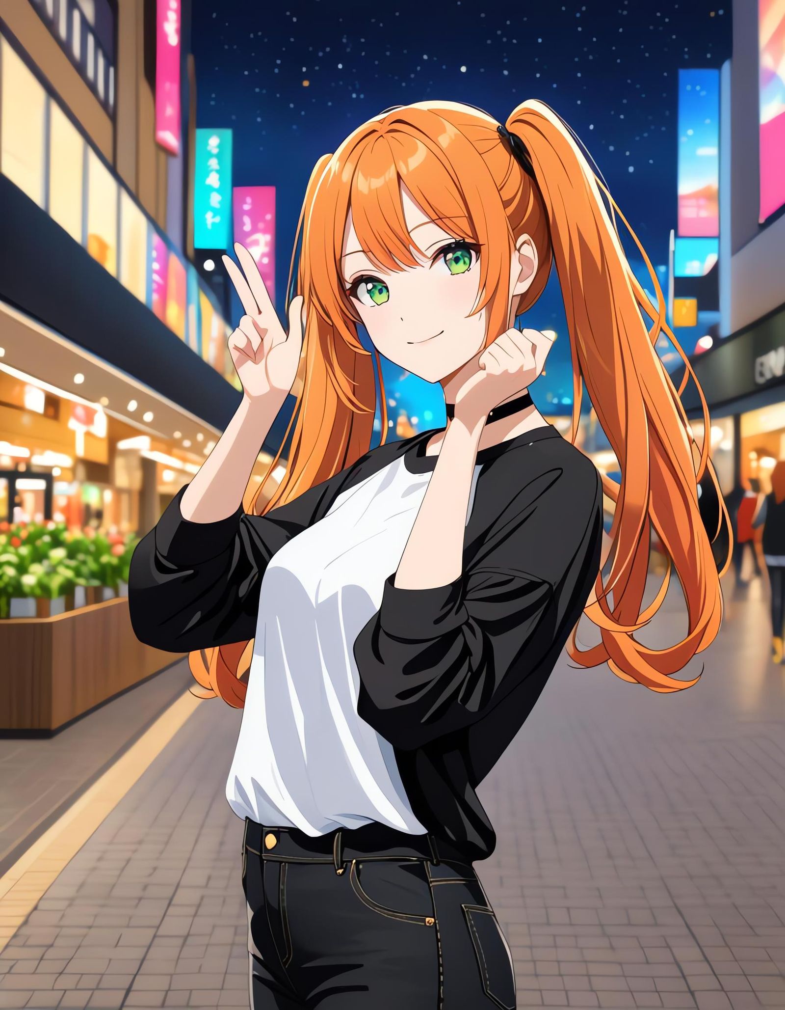 Girl in Shopping Center at Night