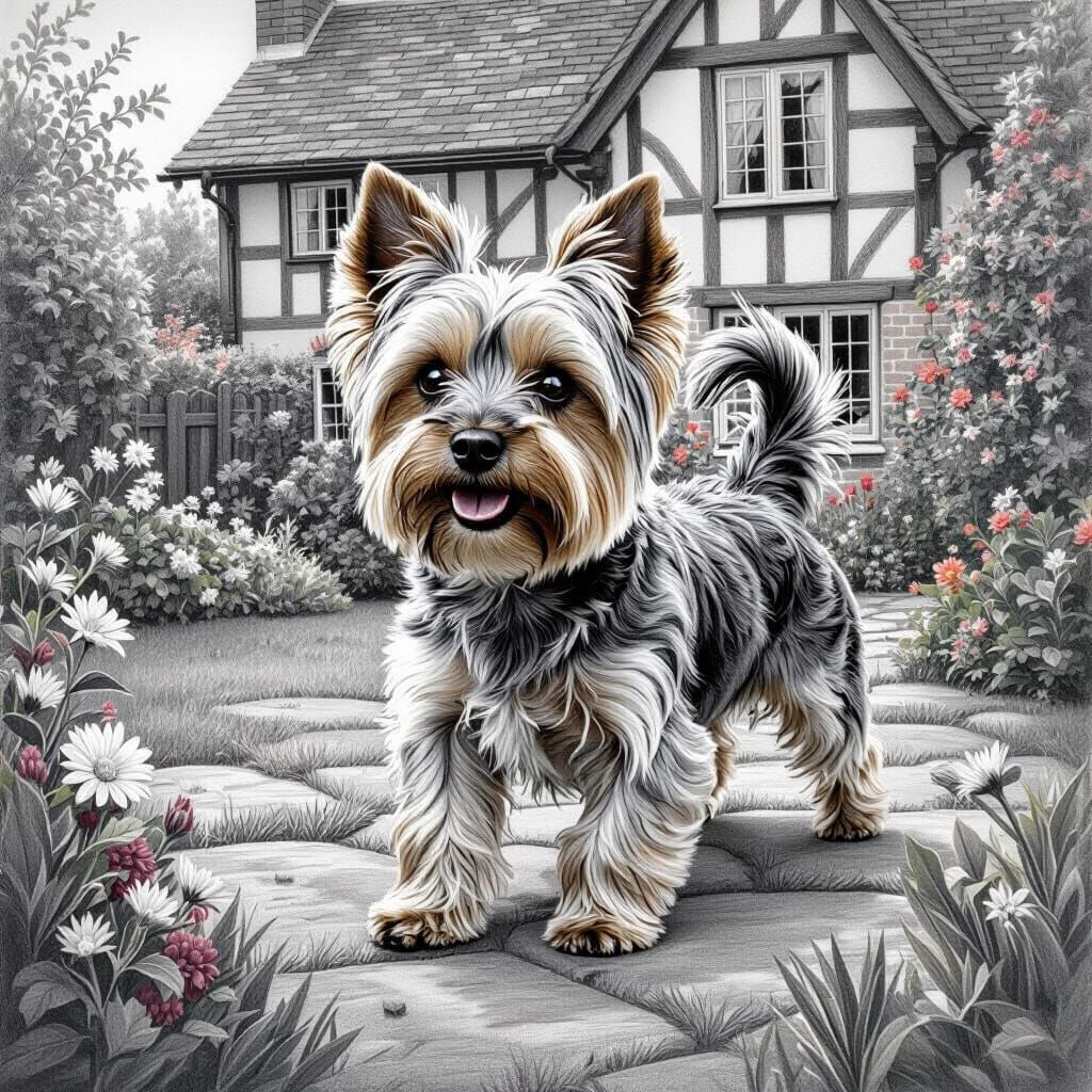 Hyperdetailed Pencil Drawing of Yorkshire Terrier