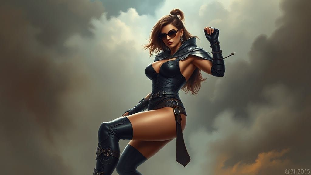 Regal Warrior Goddess in Cyberpunk Armor