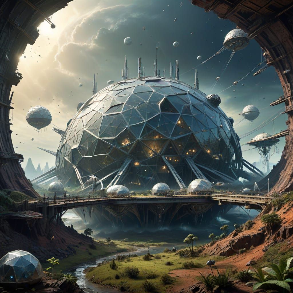 Dystopian Colony on a Toxic Planet in a Futuristic Style