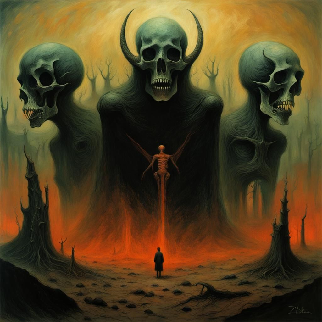 Surreal Devil Bones in Dystopian Art Style