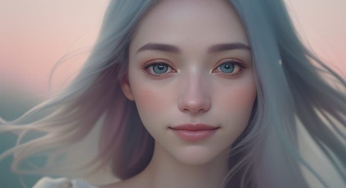 Soft Focus Portrait of a Smiling Woman in a Dreamy Ethereal ...