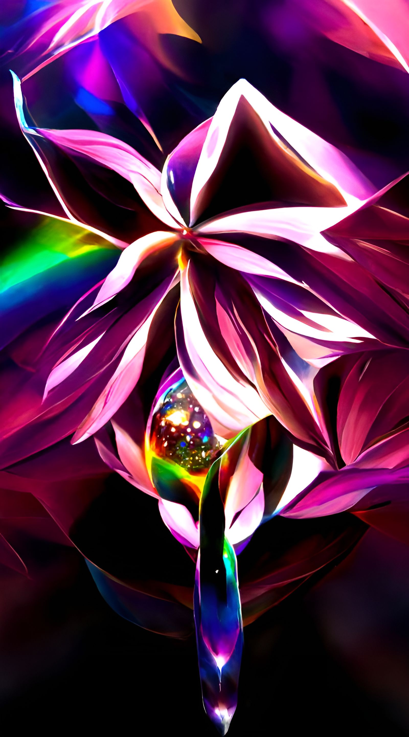 Iridescent Magical Flower in Ukiyo-e Style