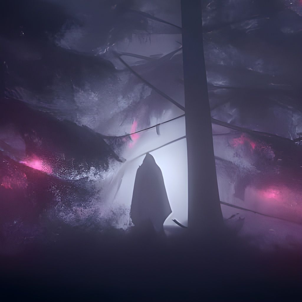 Ethereal Phantom Apparition in Foggy Forest