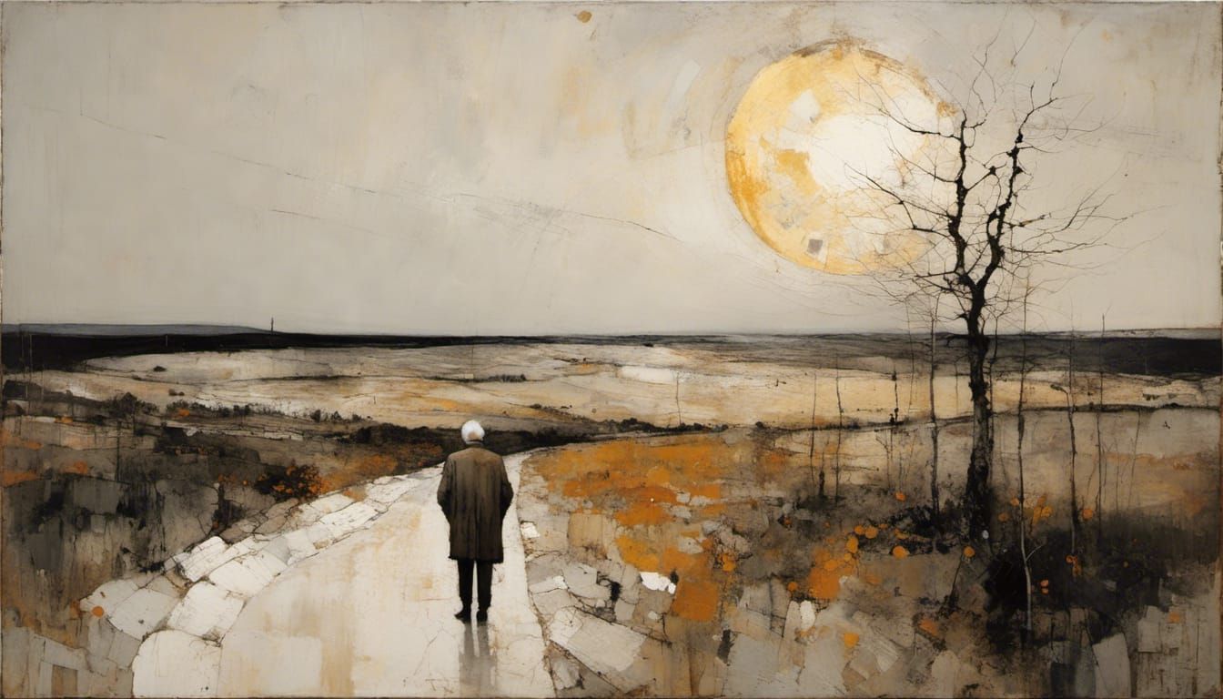 Older Man's Face in Golden Light, Kiefer Style