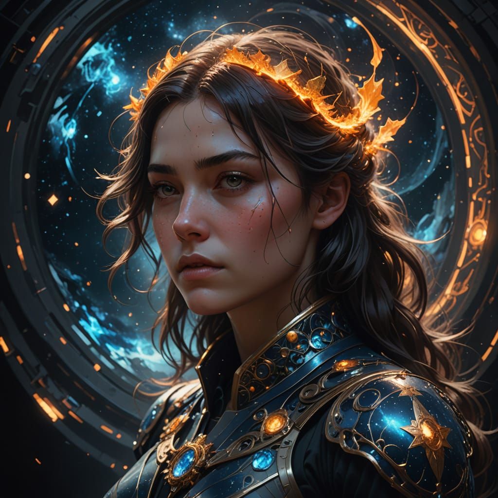 Woman with Lava Skin Contemplates Cosmic Fury