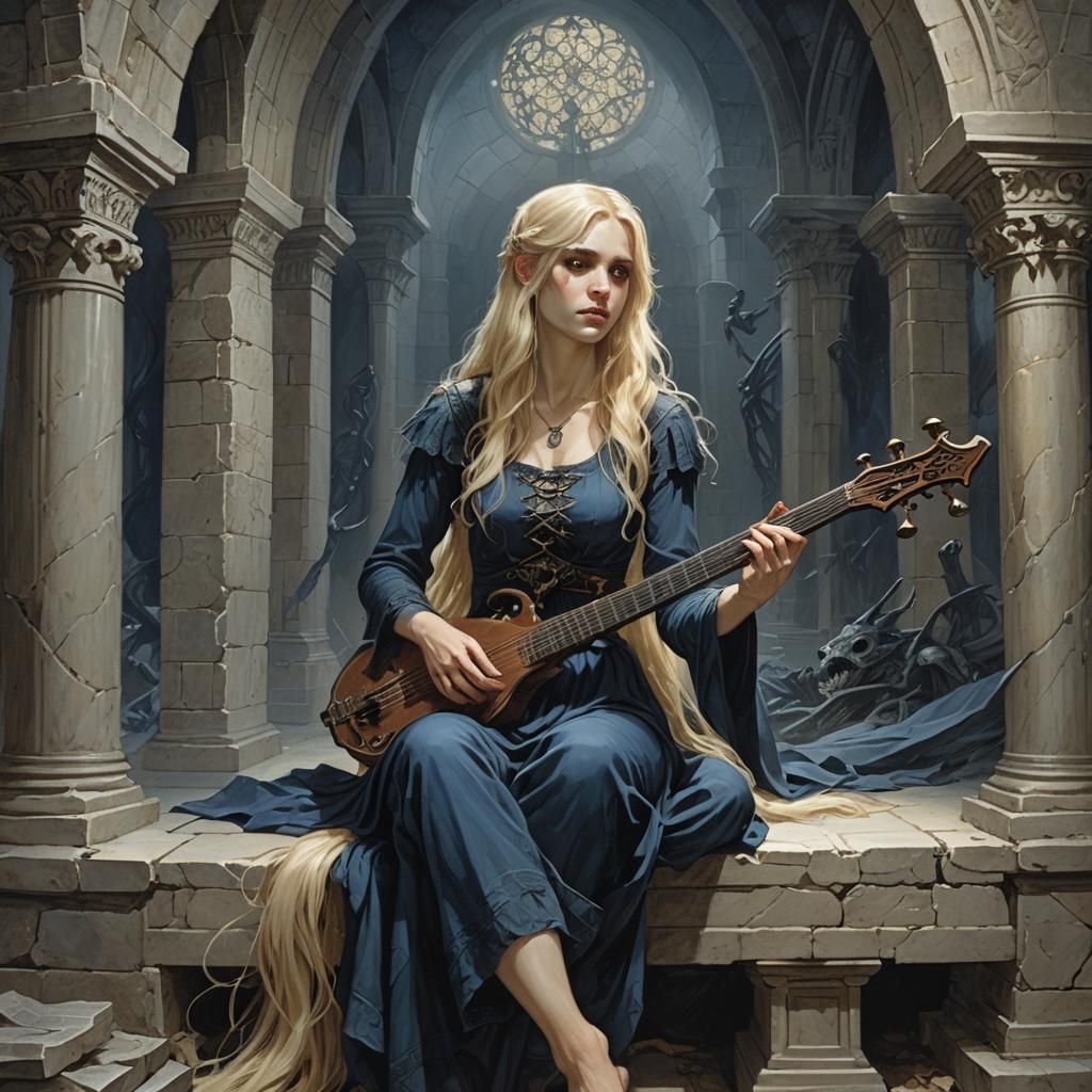 Ethereal Girl in Crypt, Gothic Horror Art