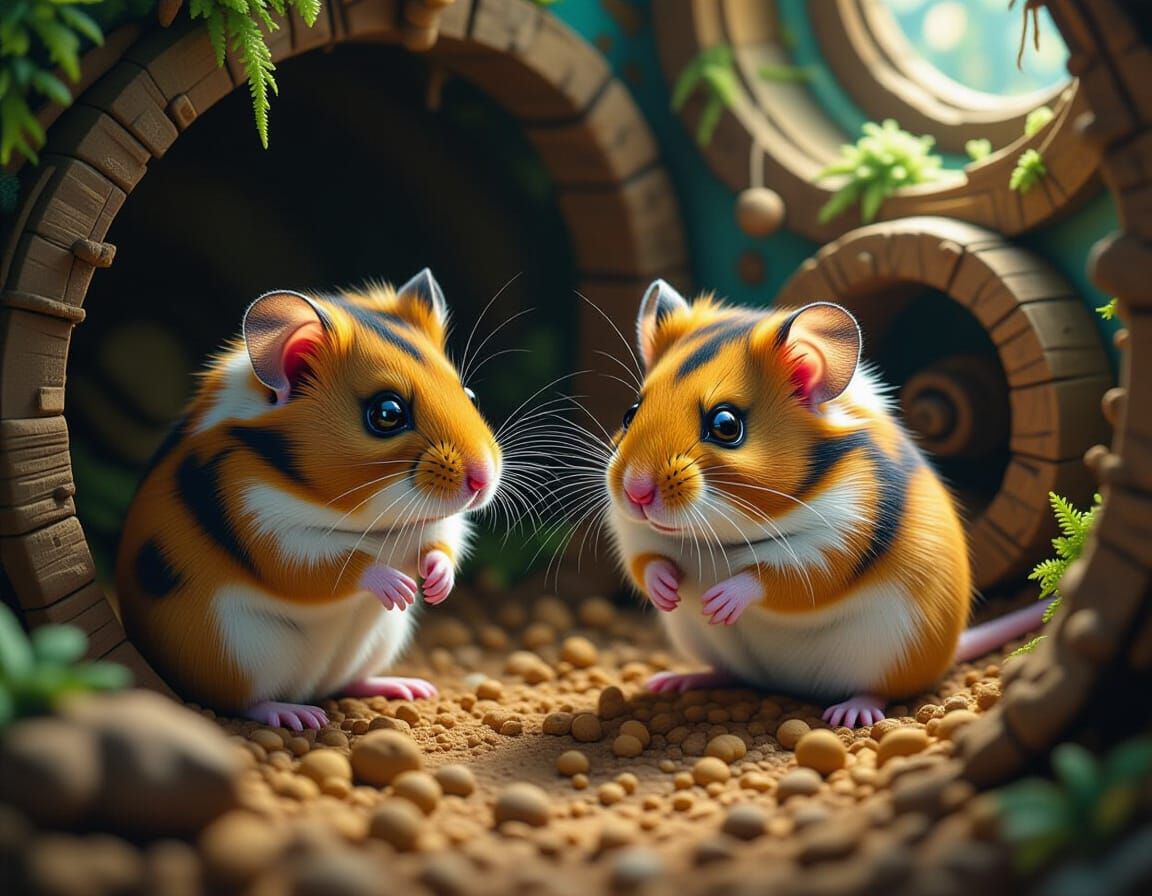 Hyperrealistic Hamsters in Colorful Detailed Environment