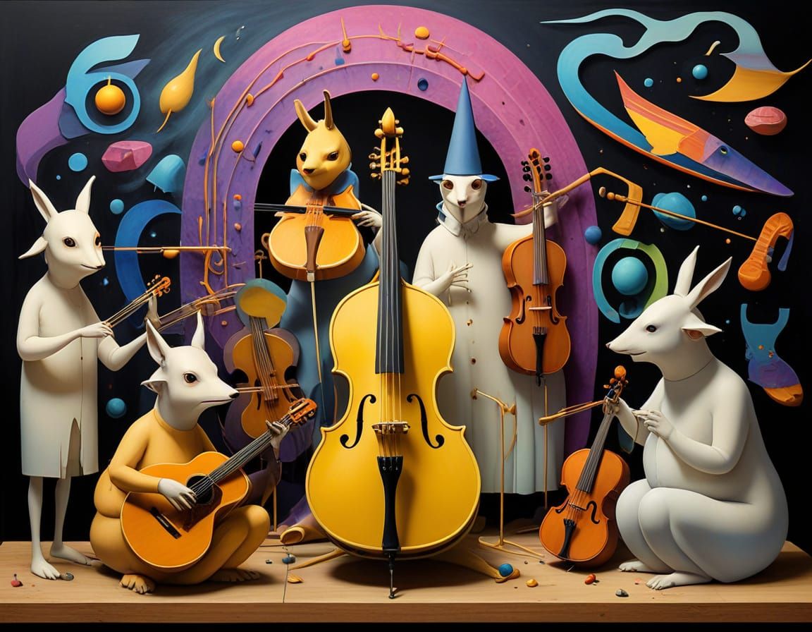 Surreal Translucent Musicians in Whimsical Illustration Styl...