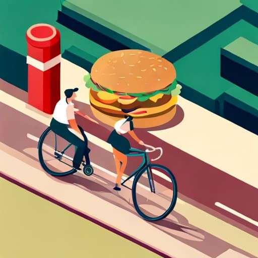 Humorous Bike Eats Fish in Fast Food Ad Style