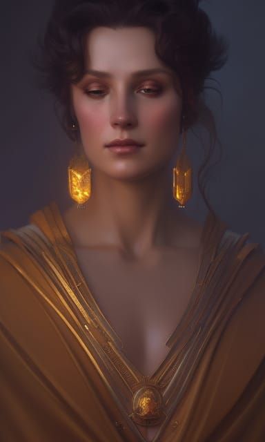 Lithuanian Goddess Vakarine Portrait in Art Nouveau Style