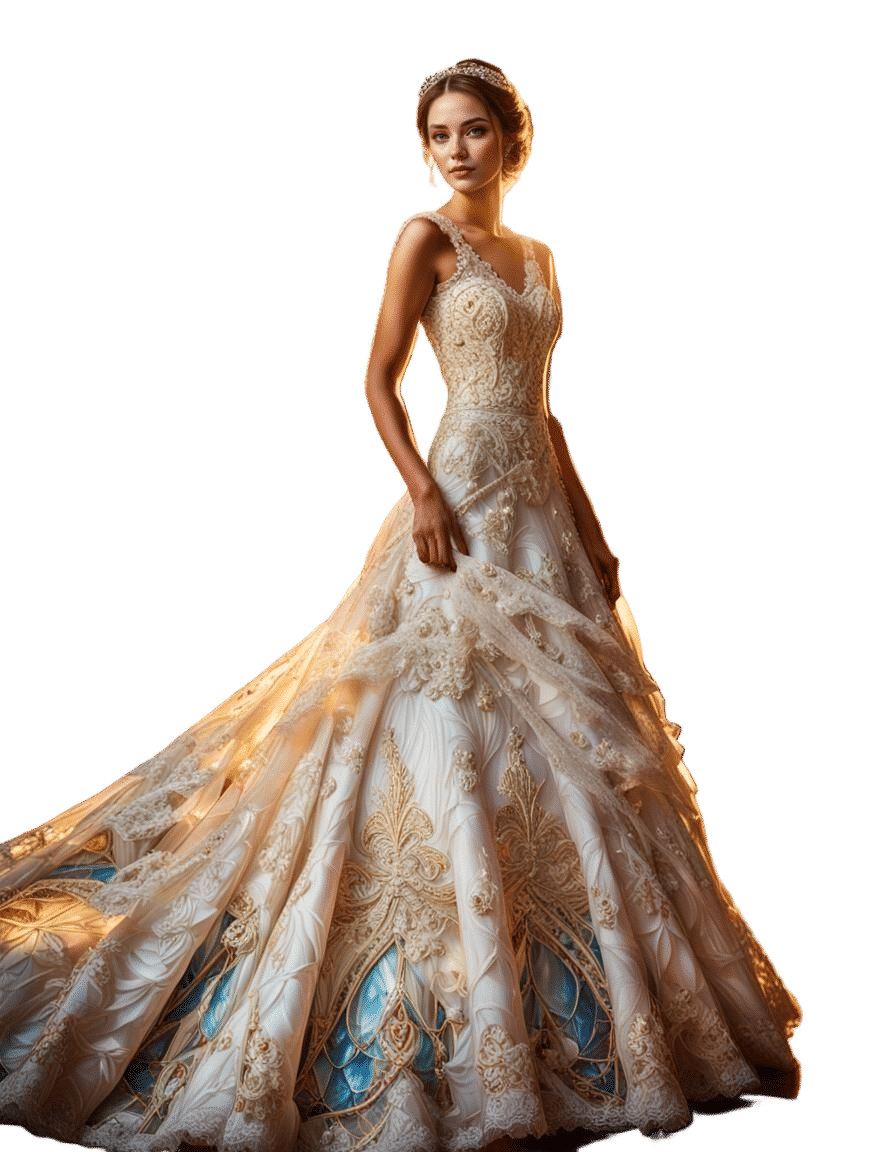 Elegant Lady in Wedding Gown: Hyperrealistic Art