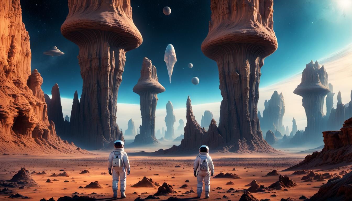 Astronauts Explore Alien World in Futuristic Style