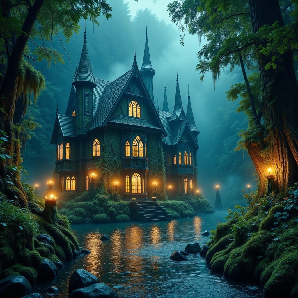 Ethereal Starlight Manor in Whispers of Gilded Lore