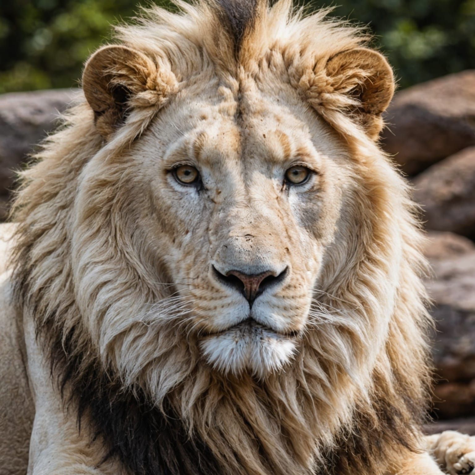 Magnificent White Lion Portrait
