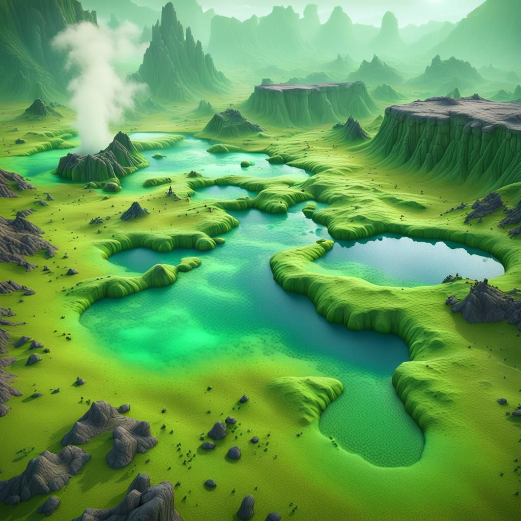 Otherworldly Acid Geysers in a Fantastical Landscape
