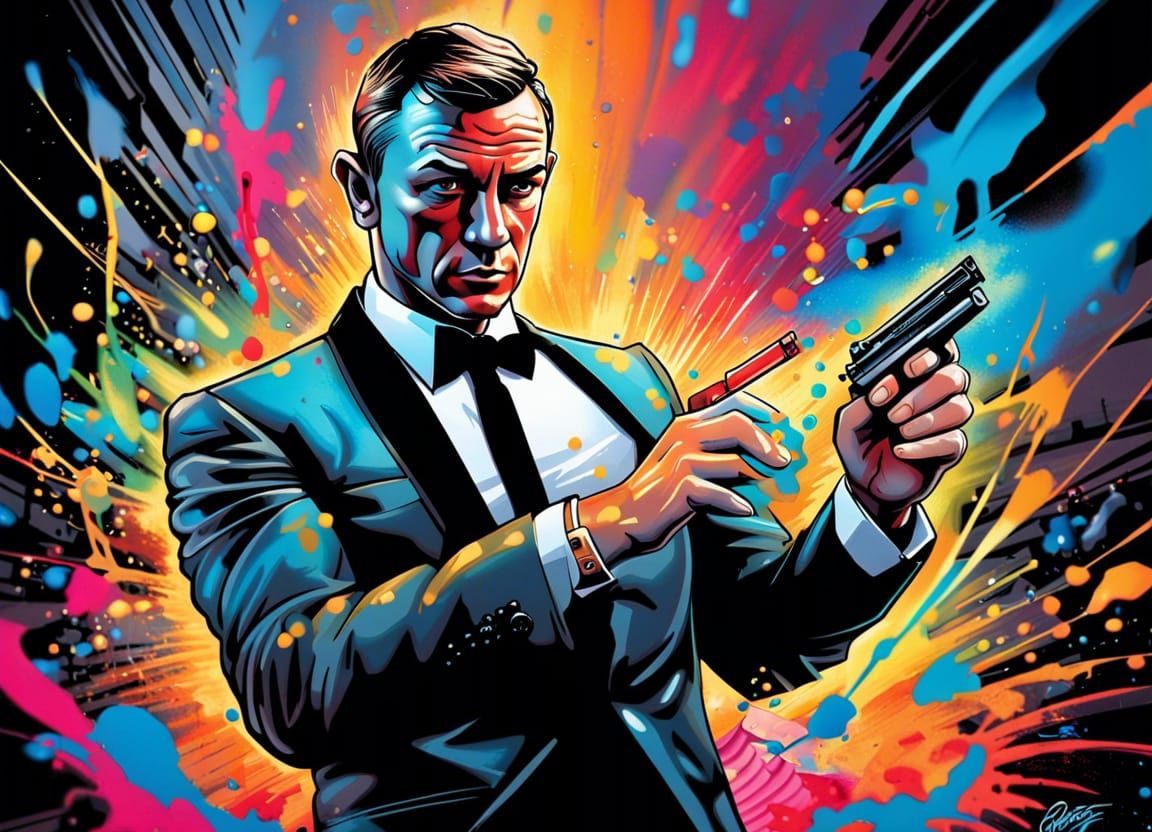 James Bond in Graffiti Comic Book Art