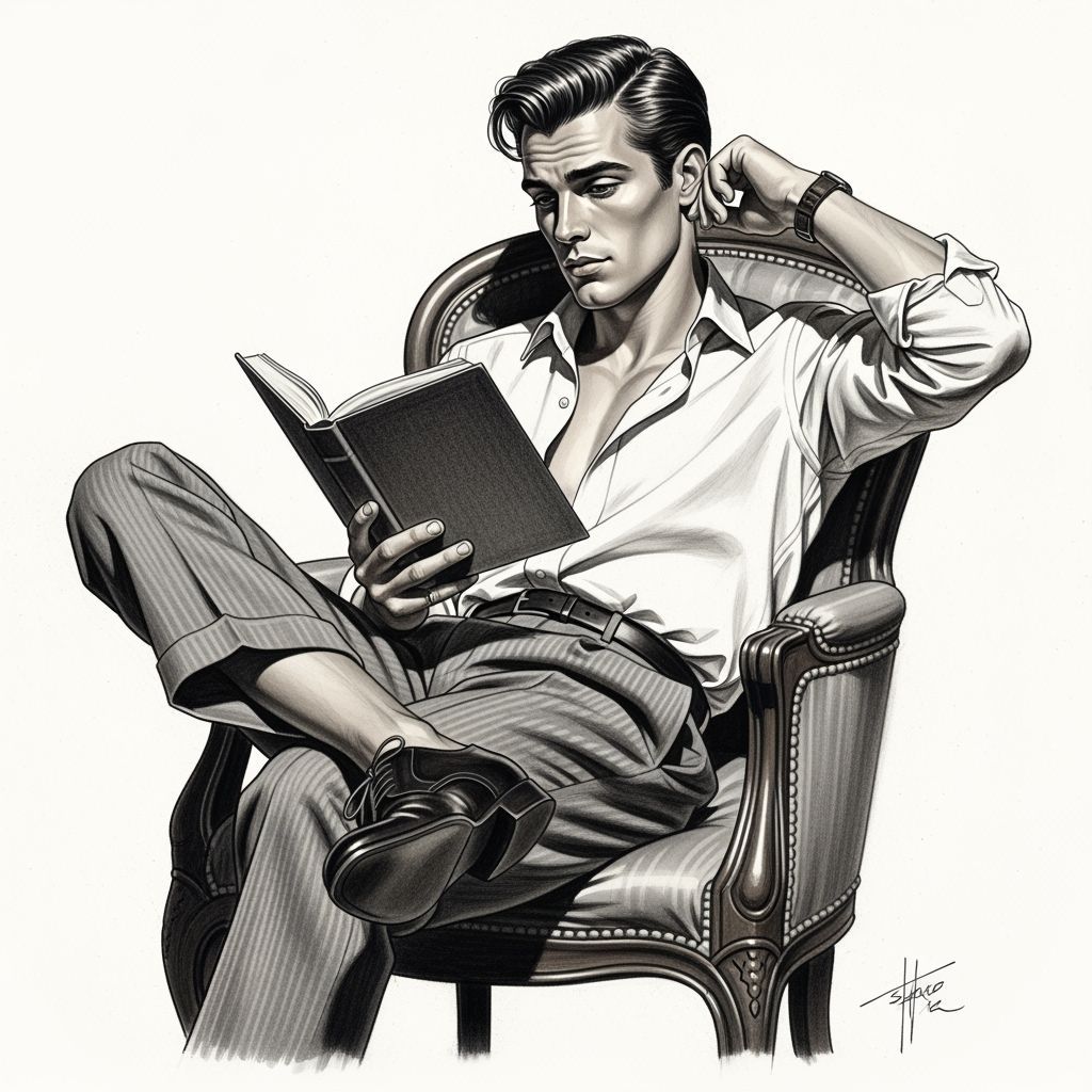 1950s Heartthrob Lounging in Vintage Style