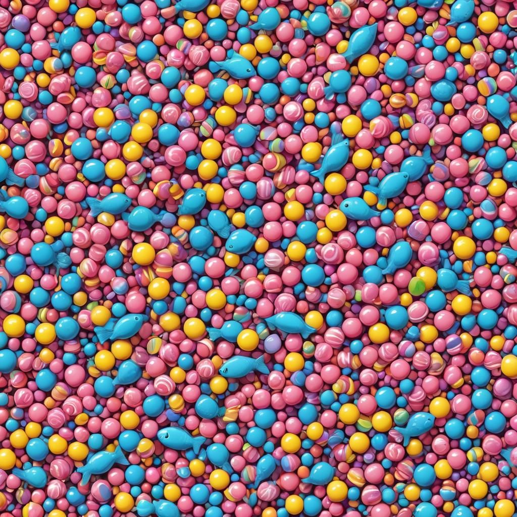 Candy Fish Swim in a Sea of Sweets: Digital Art