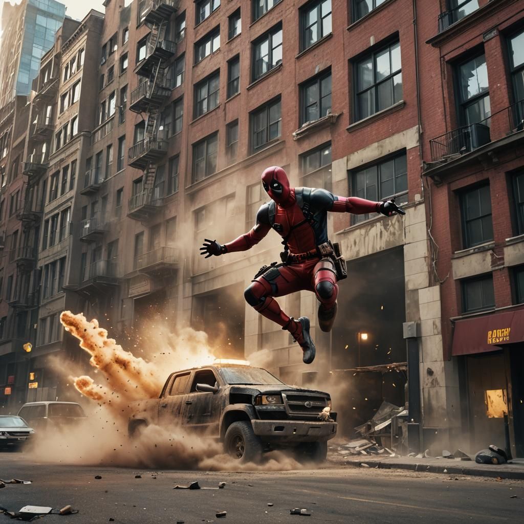 Deadpool Stunt Jump in Cinematic Style