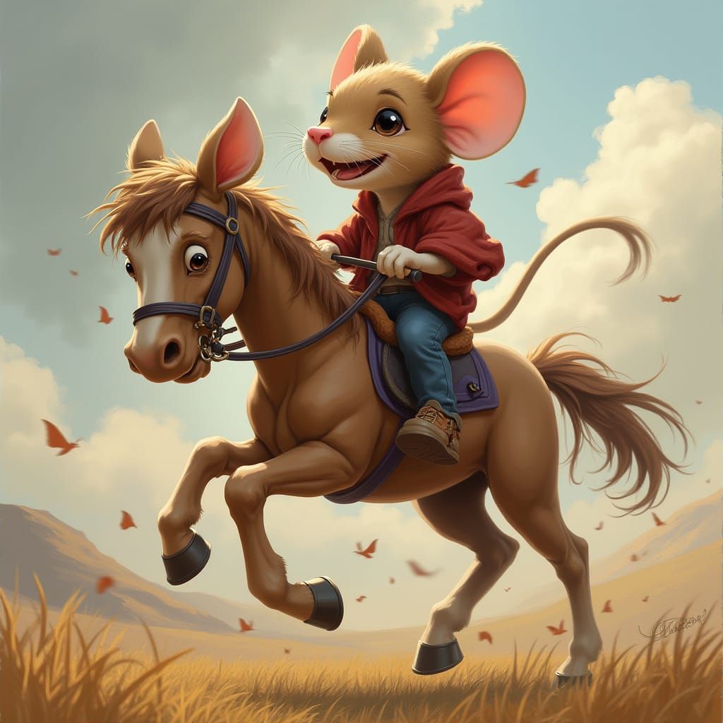 Mouse Rides Horse: An AI-Generated Odd Couple