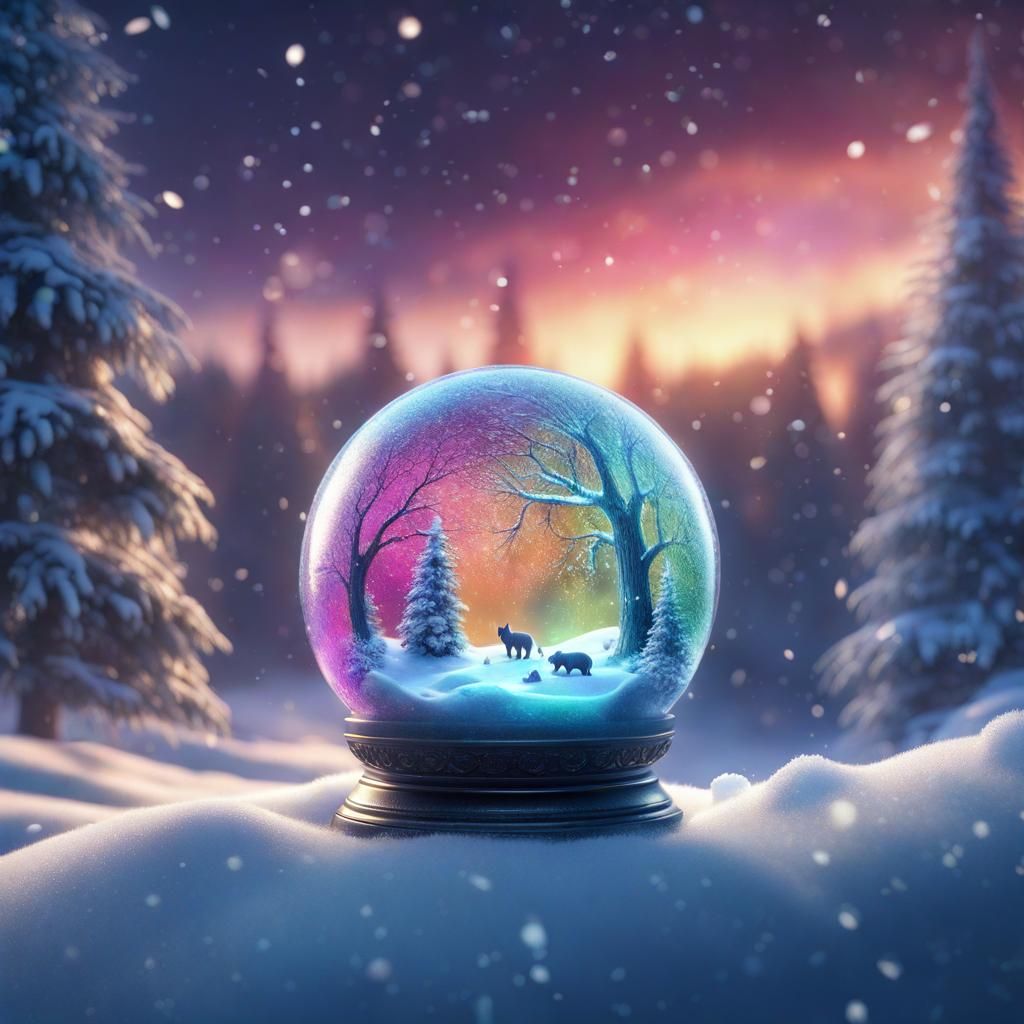Glass Globe Forest Scene with Baby Animals