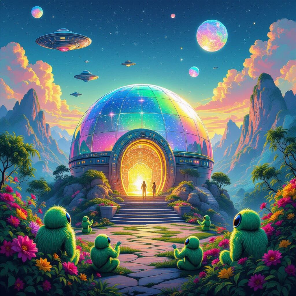 Alien Temple Portal in Tropical Rainforest