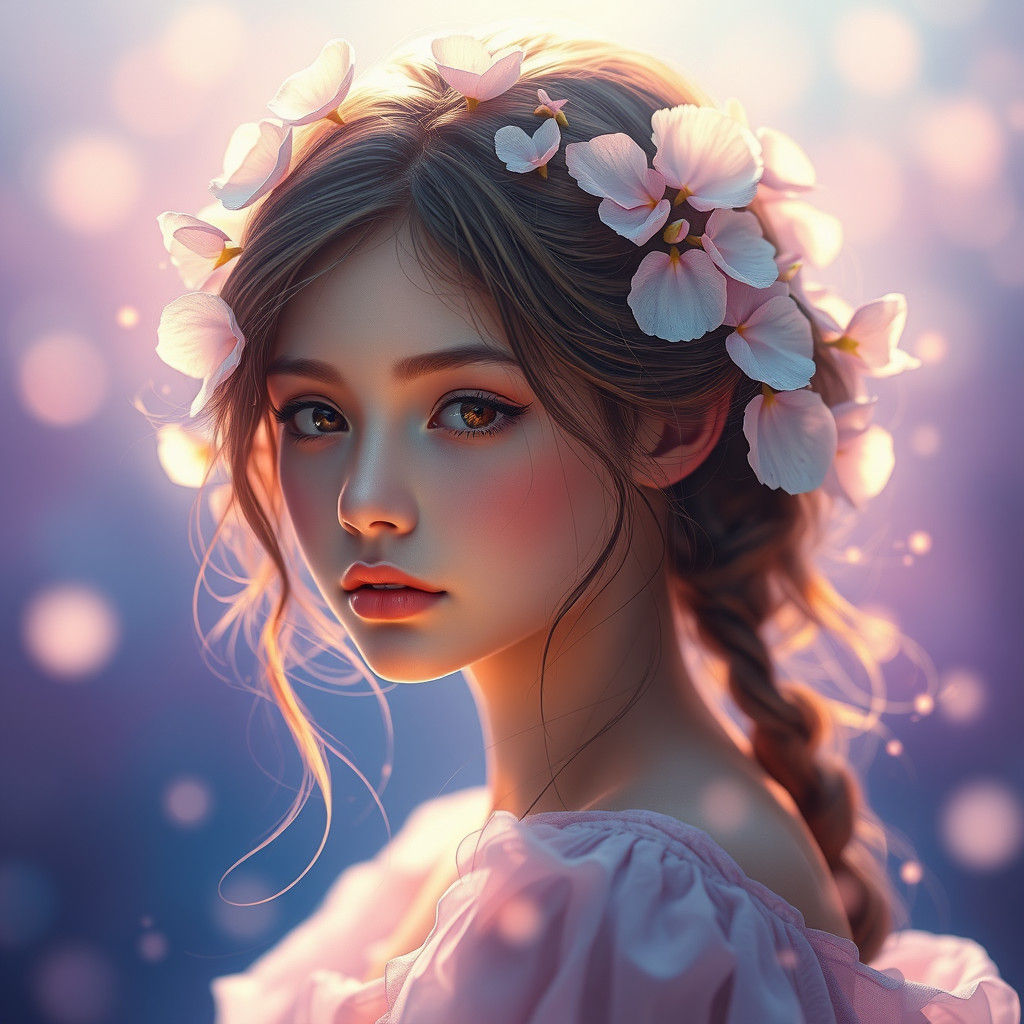 Ethereal Flower Girl Portrait in Dreamy Lighting