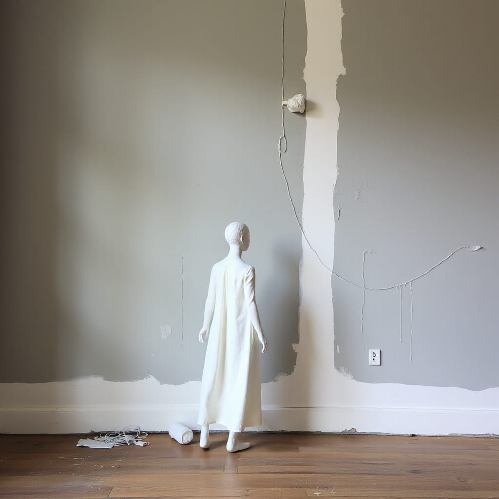 Surreal Woman in Breathing Paint Room