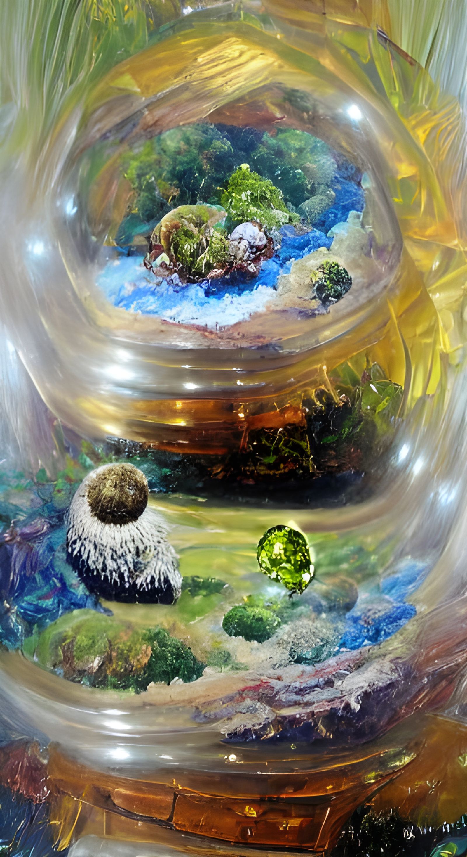 Crystal Moss Terrarium Orb Oil Painting