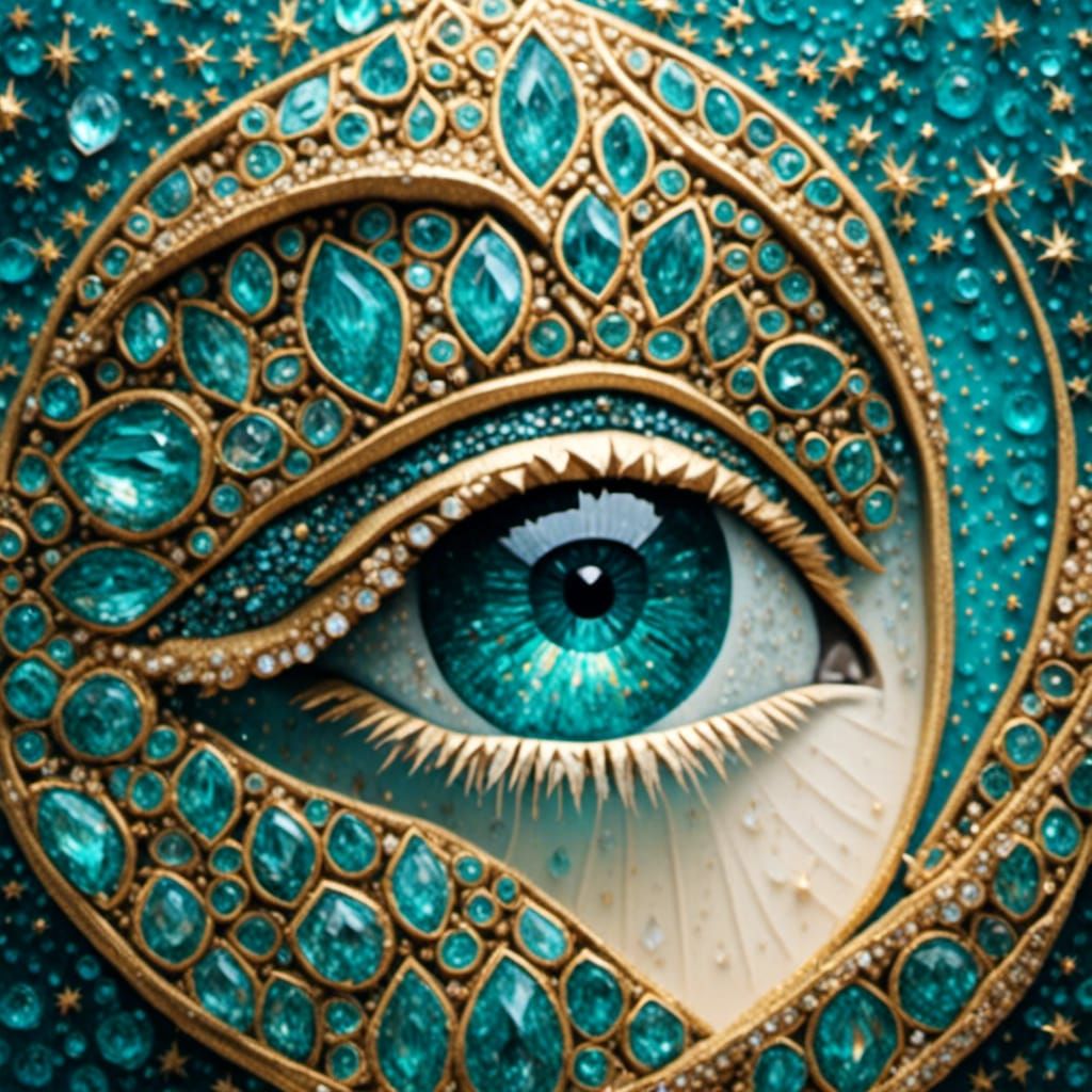 Surreal Eye with Glittering Crystal Diamond Detail