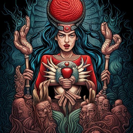 Mayan Priestess Ritual: Hyperrealistic Heart Offering