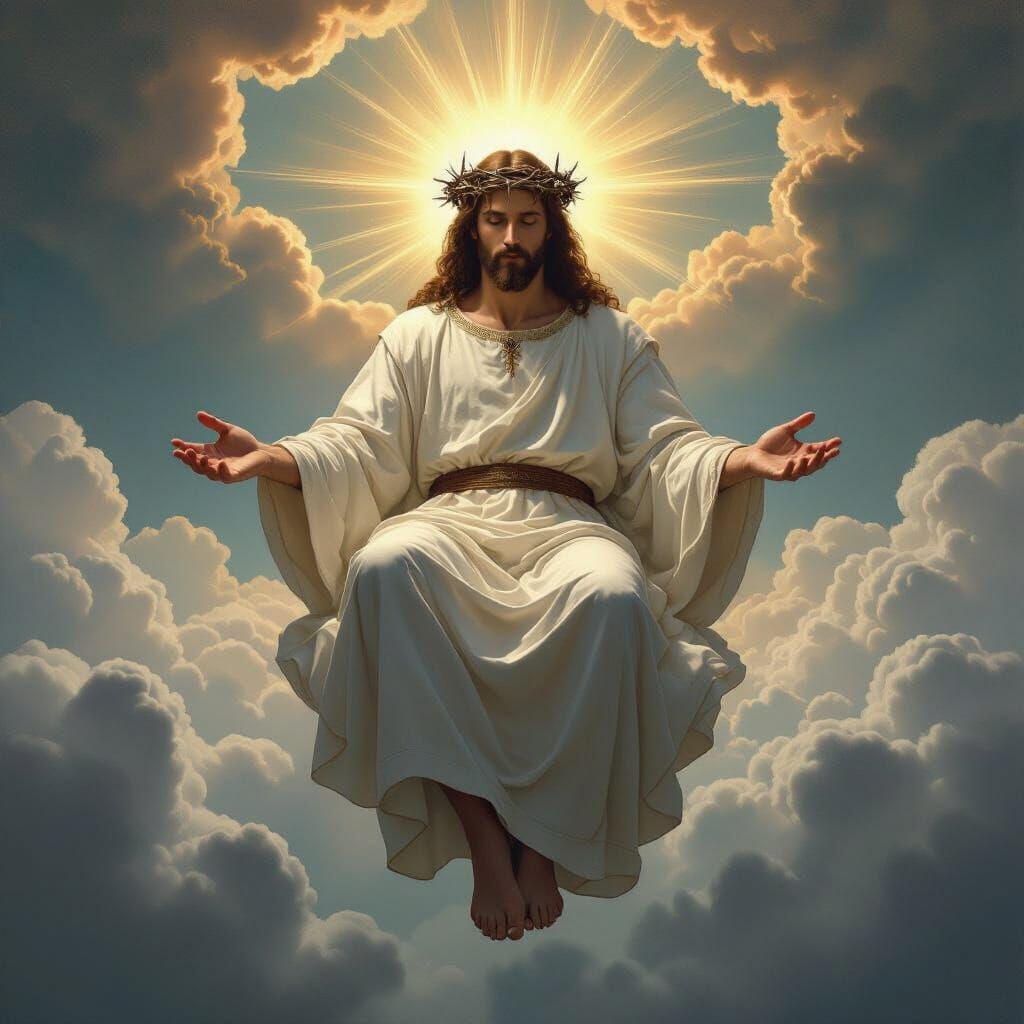 Divine Being Holds Worlds, Crowned in Thorns, Renaissance St...