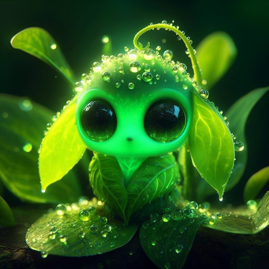 Adorable Bioluminescent Plant with Big Eyes