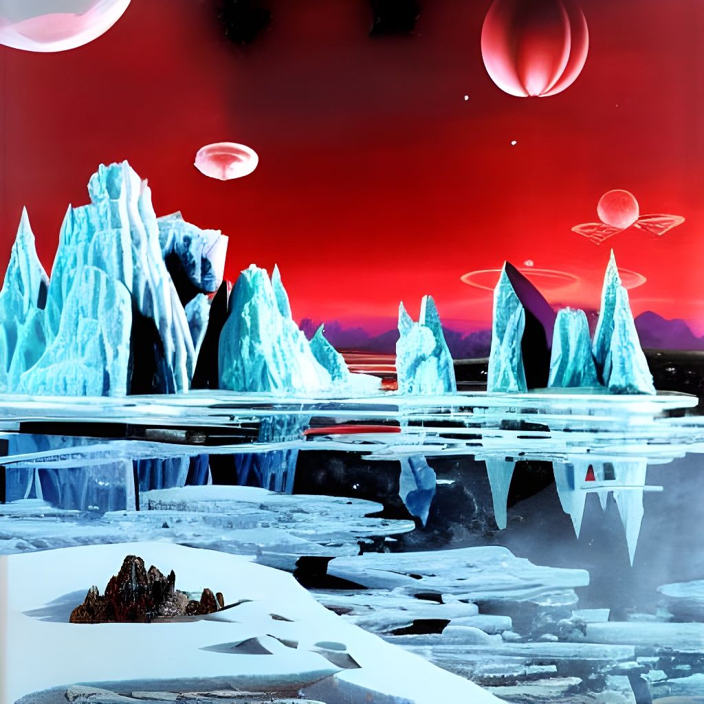 Sci-Fi Landscape with Methane Ice Terrain