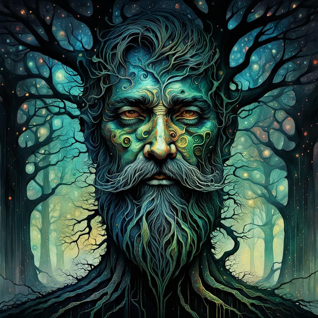 Treebeard in Dark Fantasy Neurographic Art