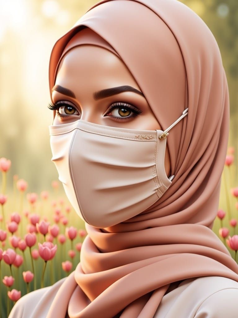 European Woman in Hijab: Watercolor Portrait