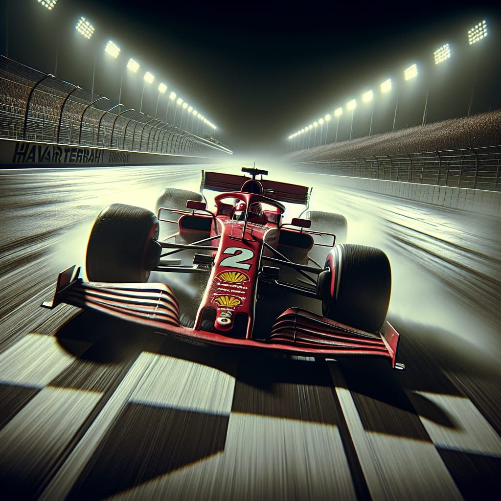 Sleek Red Formula One Car Rips Down the Track at Blistering...